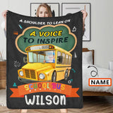Custom Name Ultra-Soft Micro Fleece Blanket Black School Bus Pattern College Dorm Home Bed Blanket