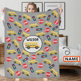 Custom Name Ultra-Soft Micro Fleece Blanket Grey Personalized Name College Dorm Bed Home Blankets