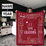 Custom Name&Year Blankets Personalized Reasons I Love Being a Grandma Ultra-Soft Micro Fleece Blanket