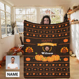 Custom Photo&Name Happy Thanksgiving Ultra-Soft Micro Fleece Blanket