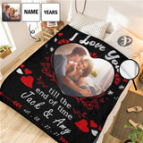 Custom Photo&Name&Years Love U Fleece Blanket Personalized Blanket for Couple Gifts