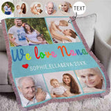 Custom Photo&Text Grandparents' Love Ultra-Soft Pink Tassel blanket