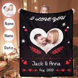 I Love You Custom Blanket with Picture & Text Personalized Throw Blankets Gift for Couples
