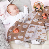 Personalized Baby Blanket with Name Moon Rabbit, Super Soft Fleece Blanket Customized Shower Gifts for Newborn Swadding Blanket Infant Blanket Boy & Girl - 30