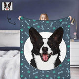 Personalized Dog Portrait Throw Blanket, Custom Blanket With Photo, Custom Photo Dog Paw Ultra-Soft Micro Fleece Blanket, Customized Throw Blanket For Kids/Adults/Family, Souvenir, Gift