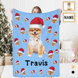 Personalized Dog Portrait Throw Blanket, Custom Blanket With Photo&Name, Custom Name&Photo Christmas Pet Ultra-Soft Micro Fleece Blanket, Customized Throw Blanket For Kids/Adults/Family, Souvenir, Gift