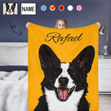 Personalized Dog Portrait Throw Blanket, Custom Blanket With Photo&Name, Custom Photo&Name Animals Ultra-Soft Micro Fleece Blanket, Customized Throw Blanket For Kids/Adults/Family, Souvenir, Gift