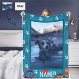 Personalized Dog Portrait Throw Blanket, Custom Blanket With Photo&Name, Custom Photo&Name Pet Ultra-Soft Micro Fleece Blanket, Customized Throw Blanket For Kids/Adults/Family, Souvenir, Gift