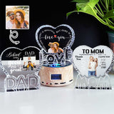 Customized Theme Photo Gift Personalized Bluetooth Crystal Photo Lamp with Bluetooth Wood Base Anniversary Gift