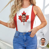 Custom Face Canada Swimsuit Personalized Bathing Suits Women's Vest Bodysuit Swimsuit Celebrate Holiday Party