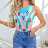 Custom Face Colorful Swimsuit Personalized Bathing Suits Women's Vest Bodysuit Swimsuit Honeymoons For Her