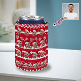 Custom Can Cooler With Boyfriend face Personalized Christmas Red Hat Neoprene Koozies Non Slip for Beer Cans and Bottles