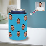 Custom Can Cooler With Boyfriend face Personalized Pluriceps Blue Neoprene Koozies Non Slip for Beer Cans and Bottles