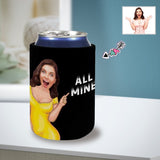 Custom Can Cooler With Photo Personalized All Mine Black Neoprene Koozies Non Slip for Beer Cans and Bottles