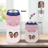 Custom Couple Face Pink Background Can Cooler Wedding Koozies Personalized Can Cooler DIY Cooler for Parties Weddings Events