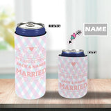 Custom Couple Name Pink-blue-white Plaid Can Cooler Wedding Koozies Personalized Can Cooler DIY Cooler for Parties Weddings Events
