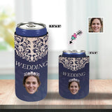 Custom Face Can Cooler Blue Wedding Koozies Personalized Neoprene Can Cooler Reusable DIY Cooler for Parties Weddings Events
