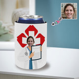 Custom Face Doctor Koozies Personalized Funny Face Can Cooler Neoprene Non Slip for Beer Cans and Bottles