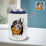 Custom Pet Dog Face Hole White Koozies Personalized Funny Face Neoprene Can Cooler Non Slip for Beer Cans and Bottles