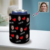 Custom Face Red Heart Koozies Personalized Funny Face Can Cooler Neoprene Non Slip for Beer Cans and Bottles