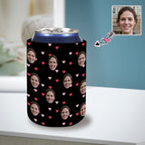 Custom Face Little Heart Koozies Personalized Funny Face Can Cooler Neoprene Non Slip for Beer Cans and Bottles