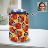 Custom Face Pizza Personalized Funny Face Can Cooler Neoprene Non Slip for Beer Cans and Bottles