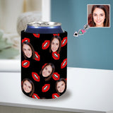 Custom Face Red Lip Koozies Personalized Funny Face Can Cooler Neoprene Non Slip for Beer Cans and Bottles
