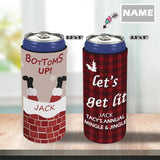 Custom Name Bottoms Up Christmas Can Cooler Personalized Funny Can Cooler Reusable DIY Cooler for Christmas