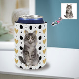 Custom Pet Cat Face Love Heart Point Koozies Personalized Funny Face Neoprene Can Cooler Non Slip for Beer Cans and Bottles