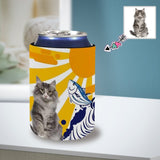 Custom Pet Cat Face Sun Fish Koozies Personalized Funny Face Neoprene Can Cooler Non Slip for Beer Cans and Bottles