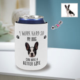 Custom Pet Dog Face White Background Koozies Personalized Funny Face Neoprene Can Cooler Non Slip for Beer Cans and Bottles