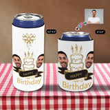 Custom Skinny Can Cooler With Boyfriend Face Black Gold Cake Personalized Funny Face Insulated Reusable DIY Cooler For Birthday