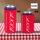 Custom Skinny Can Cooler With Name Birthday Red Personalized Funny Insulated Reusable DIY Can Cooler For Birthday