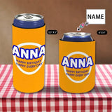 Custom Skinny Can Cooler With Name Orange Personalized Funny Insulated Reusable DIY Can Cooler For Birthday