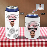 Custom Skinny Neoprene Can Cooler With Boyfriend Face Firework Personalized Funny Face Insulated Reusable DIY Cooler For Birthday