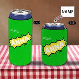 Custom Skinny Neoprene Can Cooler With Name Birthday Green Personalized Funny Insulated Reusable DIY Cooler
