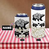 Custom Skinny Neoprene Can Cooler With Name Polar Bear Personalized Funny Insulated Reusable DIY Cooler