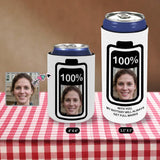 Custom Skinny Neoprene Can Cooler With Photo Battery Personalized Funny Face Insulated Reusable DIY Cooler