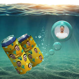 Personalized Boyfriend Face Can Cooler Desert Cactus Soft Neoprene Beer Slim Can Cooler Insulated Perfect for Party or BBQ