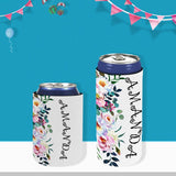 Personalized Name Can Cooler Flower Soft Neoprene Beer Slim Can Cooler Insulated Perfect for Party or BBQ