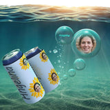 Personalized Face&Name Can Cooler Daisy Soft Neoprene Beer Slim Can Cooler Insulated Perfect for Party or BBQ
