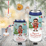 Slim Can Cooler Sleeves With Face Christmas Tree Personalized Soft Neoprene Drink Standard Can Cooler