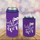 Slim Can Cooler Sleeves With Face&Name Best Weekend Purple Personalized Soft Can Cooler Regular Can Insulated Cover