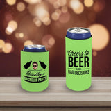 Slim Can Cooler Sleeves With Face&Name Cheers Green Personalized Soft Neoprene Drink Standard Can Cooler