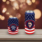 Slim Can Cooler Sleeves With Face&Name&Date Flag Personalized Soft Neoprene Drink Standard Can Cooler