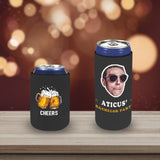 Slim Can Cooler Sleeves With Face&Name Happy Time Personalized Soft Neoprene Drink Standard Can Cooler