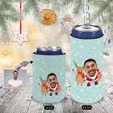 Slim Can Cooler Sleeves With Face Santa Claus Elk Friend Personalized Soft Neoprene Drink Standard Can Cooler