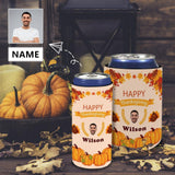 Slim Can Cooler Sleeves With Photo&Name Happy Thanksgiving Personalized Soft Neoprene Drink Standard Can Cooler