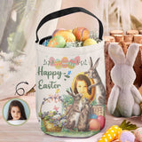 Custom Face Happy Easter Basket Personalized Buny Egg Bags Kids Candy Easter Baskets