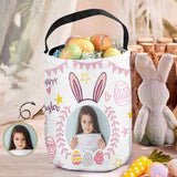 Custom Photo Rabbit Easter Basket Personalized Buny Egg Bags Kids Candy Easter Baskets